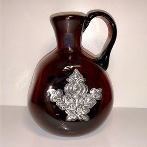Rare Antique el.me.o Pure Silver Handmade Burgundy Glass Decanter